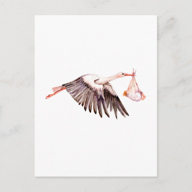 Baby on Stork Postkarte (Vorderseite)