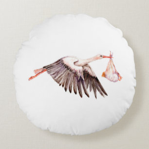 Baby on Stork Rundes Kissen