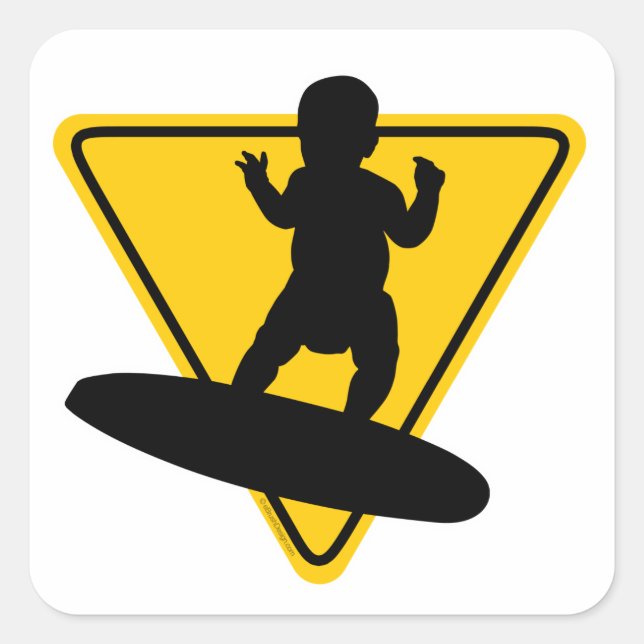 Baby on (Surf) Board Quadratischer Aufkleber (Vorderseite)