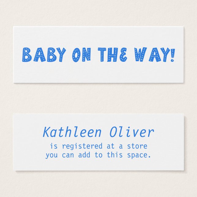 Baby on Way Dotted Blue Gift Registrierungskarte (Vorne & Hinten)