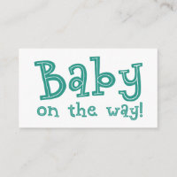 Baby on Way Shower Registry Card in Aquamarin