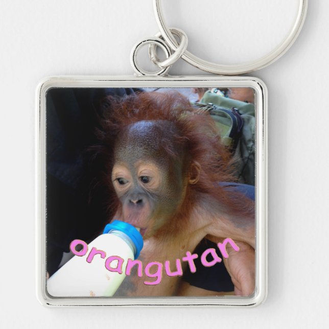 Baby-Orang-Utan trinkt Flasche Schlüsselanhänger (Vorne)
