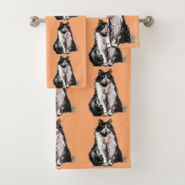 Baby Orange Tuxedo Black Cat Cats Handtuch Set