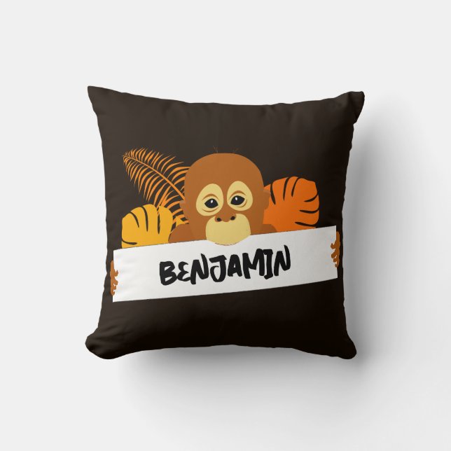 Baby Orangutan Cartoon Kissen (Vorderseite)