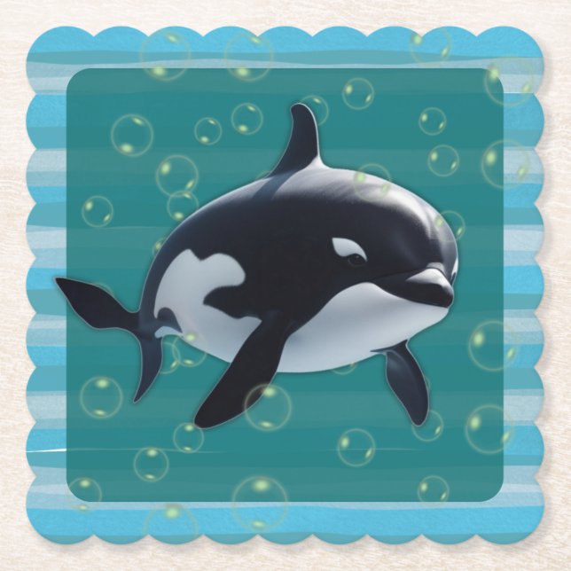 Baby-Orca-Papieruntersetzer Untersetzer (Vorderseite)