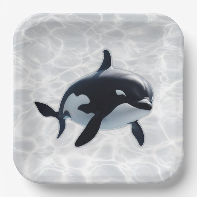 Baby-Orca-Platte Pappteller (Vorderseite)