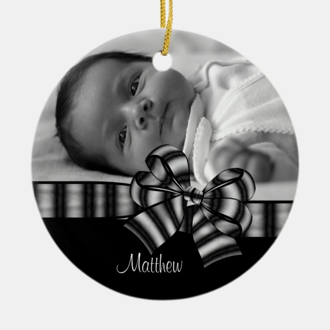 Baby Ornament Black & White Foto (Vorne)