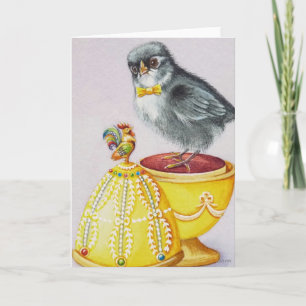 Baby-Oster-Flapper-Küken Gelbes Ei Aquarell Karte