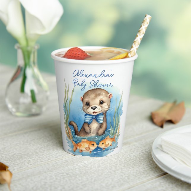 Baby Otter Boy Baby Dusche Pappbecher (In Situ)