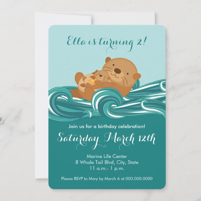 Baby Otter Geburtstagsparty Einladung (Vorderseite)
