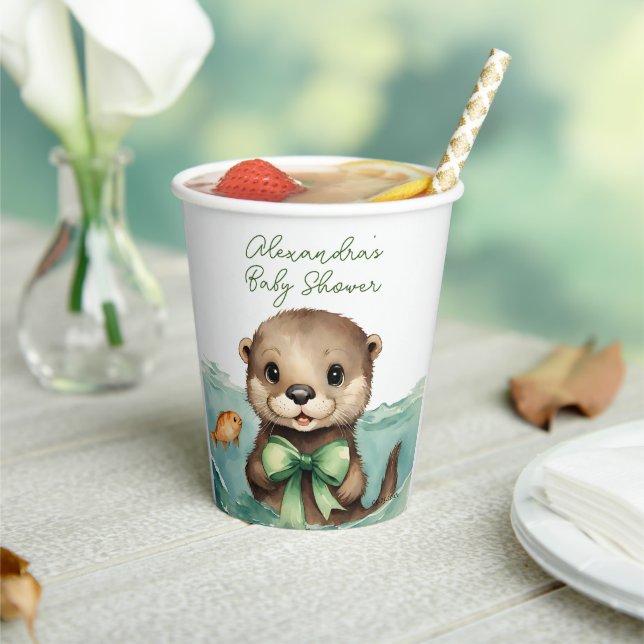 Baby Otter Gender Neutral Baby Dusche Pappbecher (In Situ)