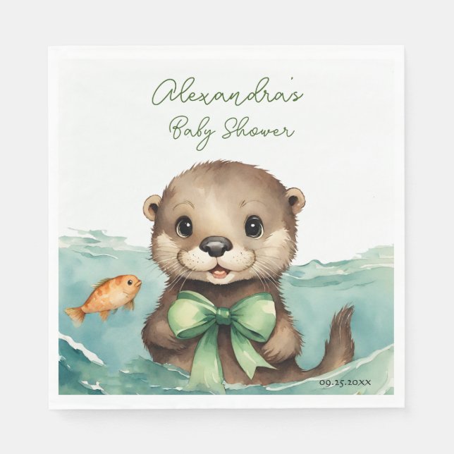 Baby Otter Gender Neutral Baby Dusche Serviette (Vorderseite)