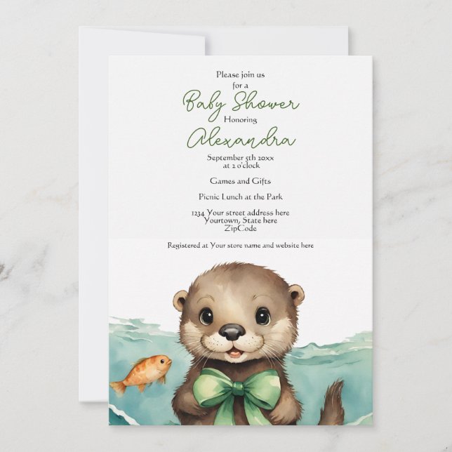 Baby Otter Gender Neutral Baby Shower Einladung (Vorderseite)