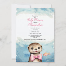 Baby Otter Girl Baby shower Invitation