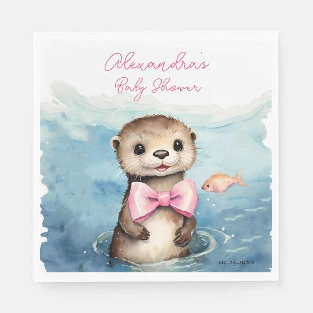 Baby Otter Girl Babydusche Serviette (Vorderseite)