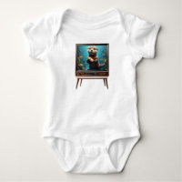 Baby Otter mit Fisch im analogen Fernsehen,