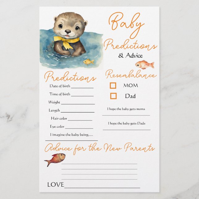 Baby Otter Neutral Baby Predictions Carte de conse (Devant)