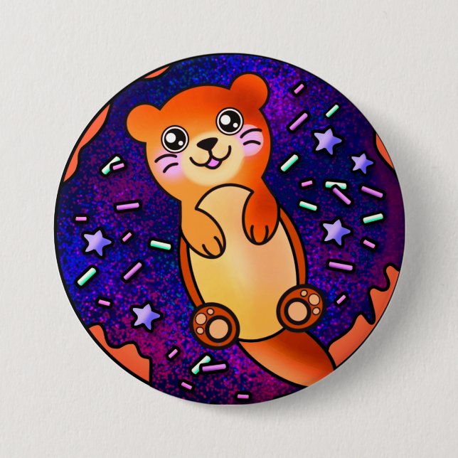 Baby Otter on Donut 2 Button (Vorderseite)