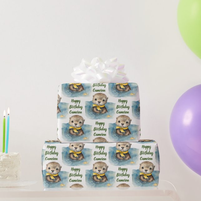 Baby Otter Personalisiert Gender Neutral Geschenkpapier (Partygeschenke)