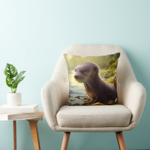 Baby Otter Wildlife Portrait Kissen