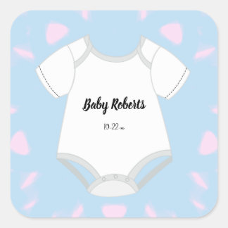 Baby-Outfit-Aufkleber mit Babyname und voraussicht Quadratischer Aufkleber
