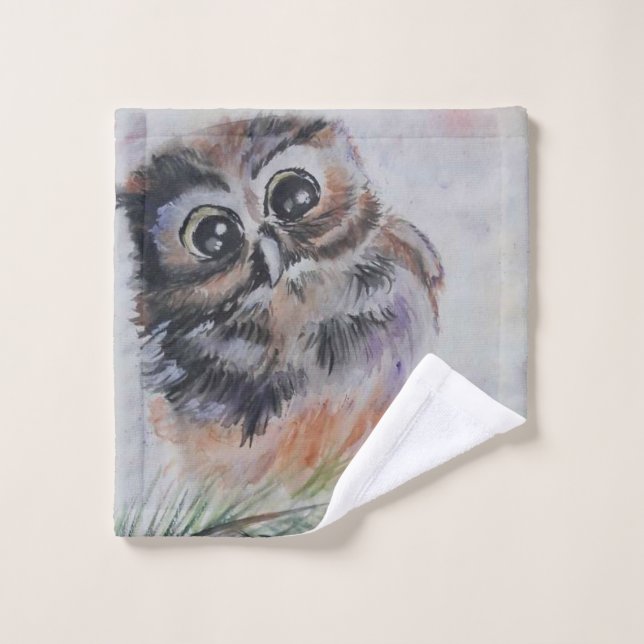 Baby Owl Bath Towel Set - Painting (Waschlappen)