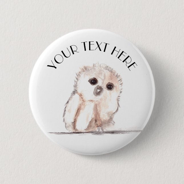 Baby owl Bird Animal Woodland Niedlich Kids Button (Vorderseite)