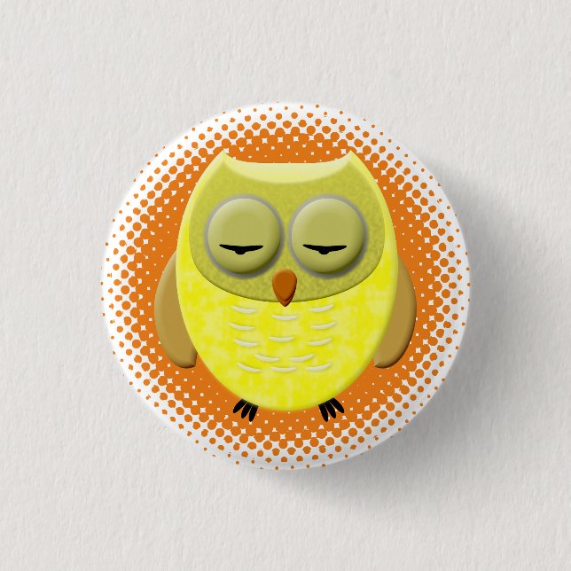 Baby Owl Cartoon Button (Vorderseite)