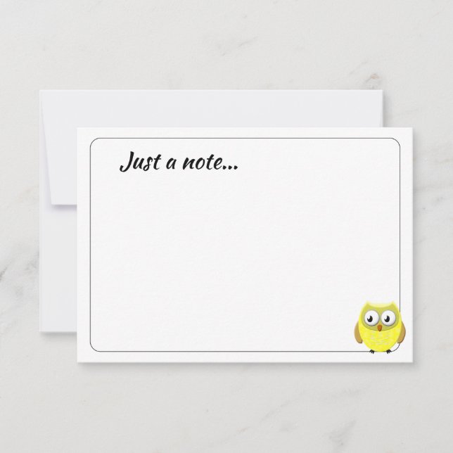 Baby Owl Cartoon Custom Just a Note Mitteilungskarte (Vorderseite)