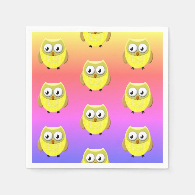 Baby Owl Cartoon Napkins Serviette (Vorderseite)