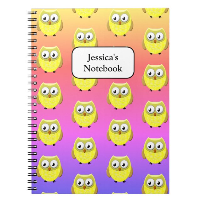 Baby Owl Cartoon Notizblock (Vorderseite)