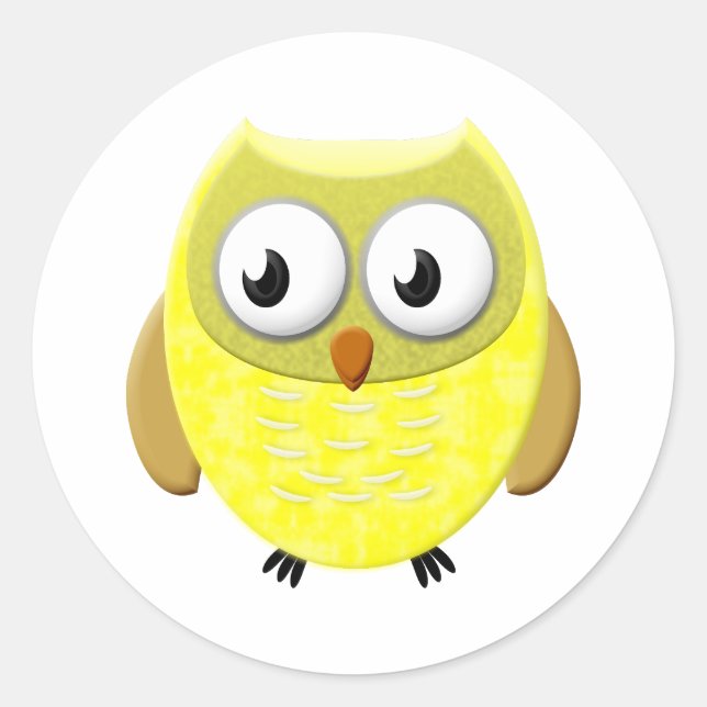 Baby Owl Cartoon Runder Aufkleber (Vorderseite)