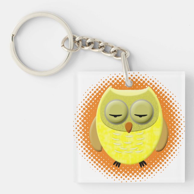 Baby Owl Cartoon Schlüsselanhänger (Vorderseite)
