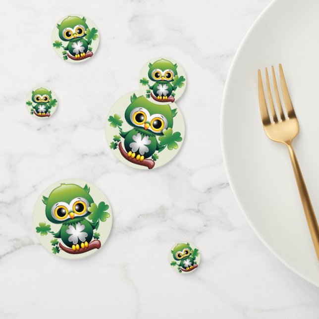 Baby Owl Cute St Patrick Cartoon Konfetti (Gruppe)