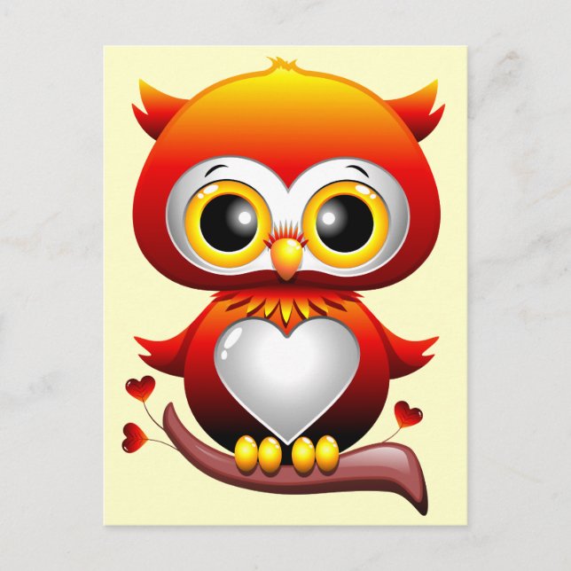 Baby Owl Liebe Cartoon Postkarte (Vorderseite)