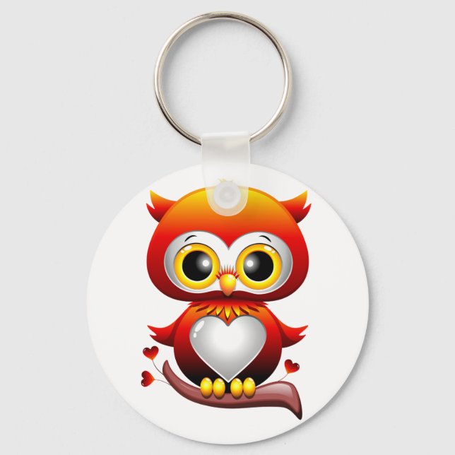Baby Owl Liebe Cartoon Schlüsselanhänger (Vorderseite)