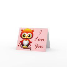 Baby Owl Liebe Herz Cartoon Note Card