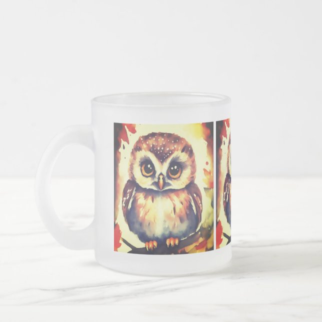 Baby Owl watercolor Illustration  Mattglastasse (Links)