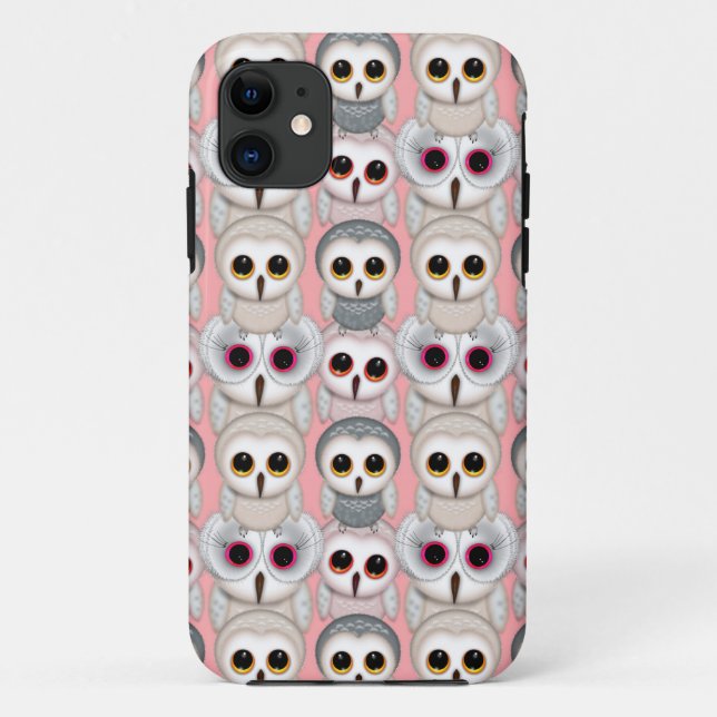 Baby Owls auf rosa Muster Case-Mate iPhone Hülle (Rückseite)
