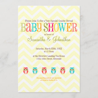 Baby Owls - Gender Reveal Baby Shower Einladung