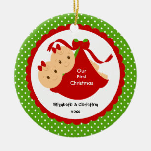 Baby paart erste Verzierung des Babys Weihnachts Keramikornament