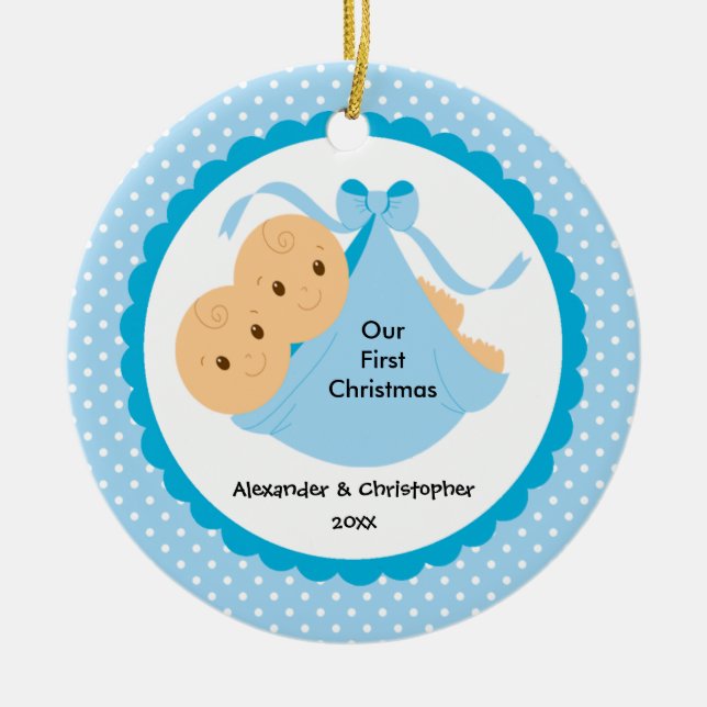 Baby paart erste Verzierung des Babys Weihnachts Keramikornament (Vorne)