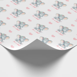 Baby-Packpapier-rosa Elefant ist es ein Mädchen Geschenkpapier