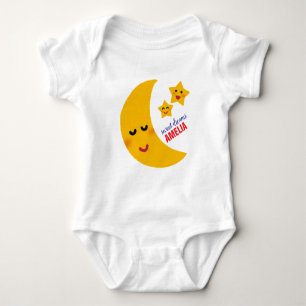 Baby Pajamas mit Namen, Mond und Sternen Grafik Strampler