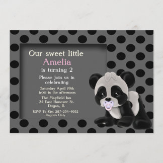 Baby-Panda-Bärn-2. Geburtstags-Einladung Einladung