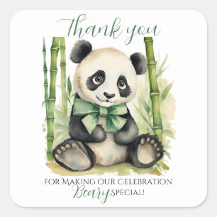Baby Panda Bear Baby Dusche Vielen Dank Quadratischer Aufkleber