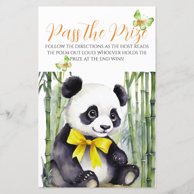 Baby Panda Bear Baby Shower Pass Spiel (Rückseite)