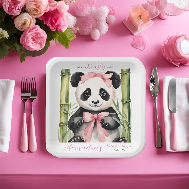 Baby Panda Bear Bear Bearly Wait Girls Baby Dusche Pappteller (Von Creator hochgeladen)