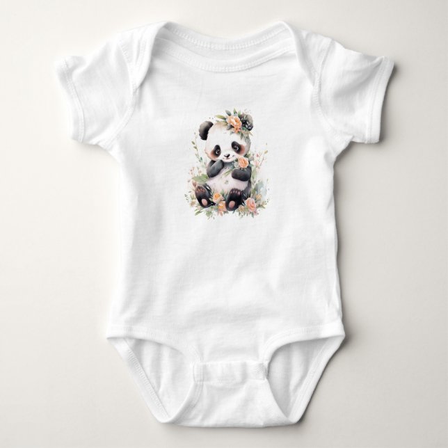 Baby Panda Bear Cube mit Blume Strampler (Vorderseite)