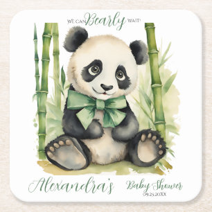 Baby Panda Bear Gender Neutral Baby Dusche Rechteckiger Pappuntersetzer